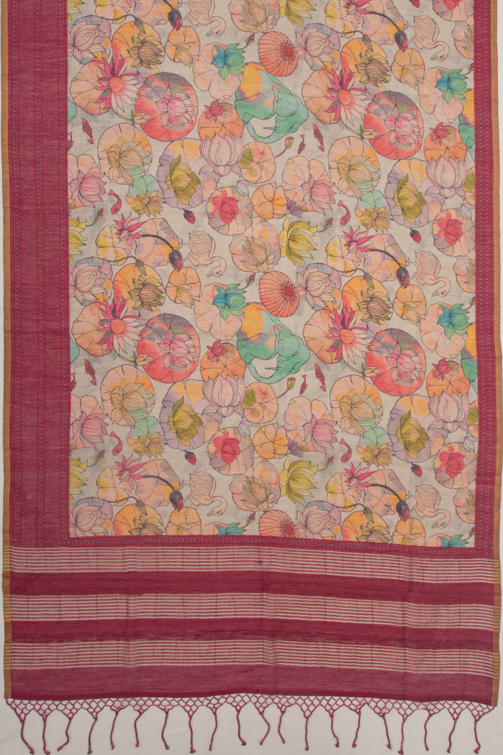 Chanderi Silk Floral Printed Grey Saree