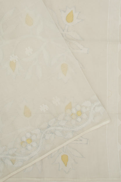 Dhakai Organza Butta Off White Saree