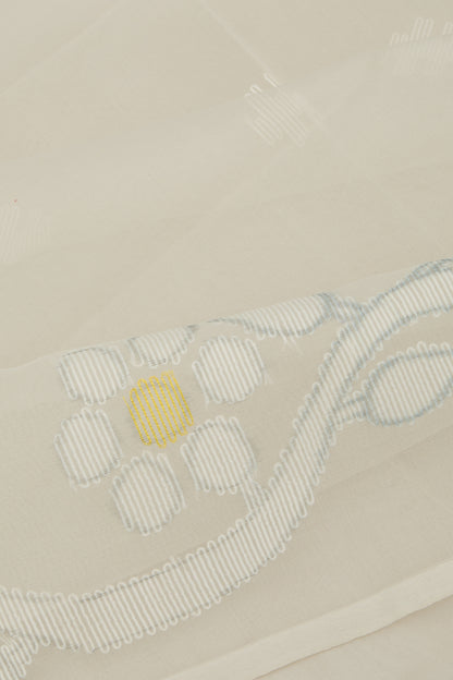 Dhakai Organza Butta Off White Saree