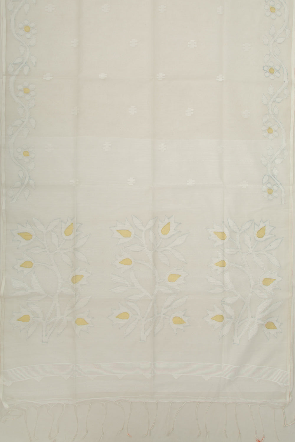 Dhakai Organza Butta Off White Saree