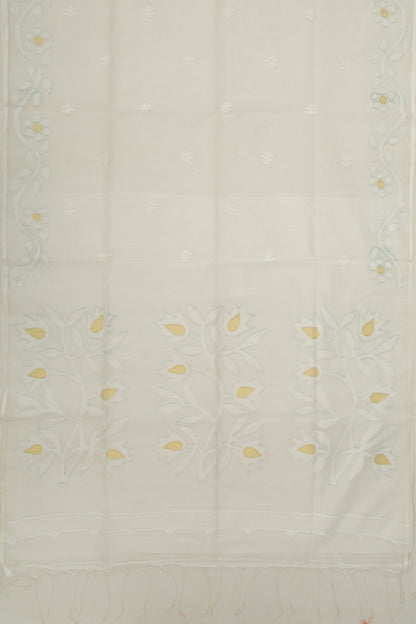 Dhakai Organza Butta Off White Saree