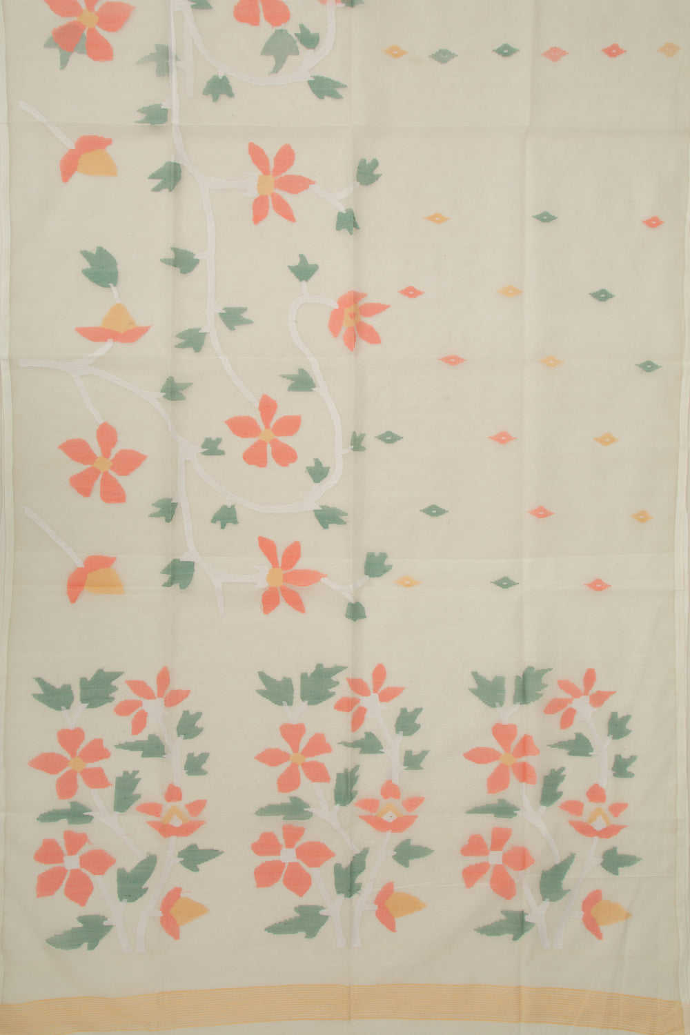 Dhakai Organza Butta Cream Saree