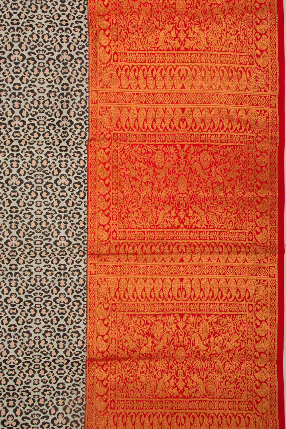 Kanchipuram Silk Brocade White And Black Saree