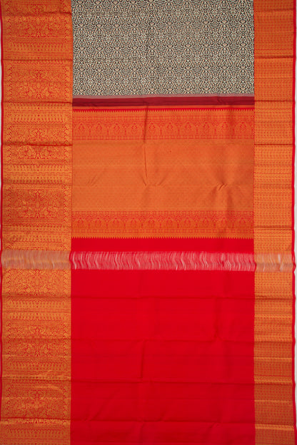 Kanchipuram Silk Brocade White And Black Saree