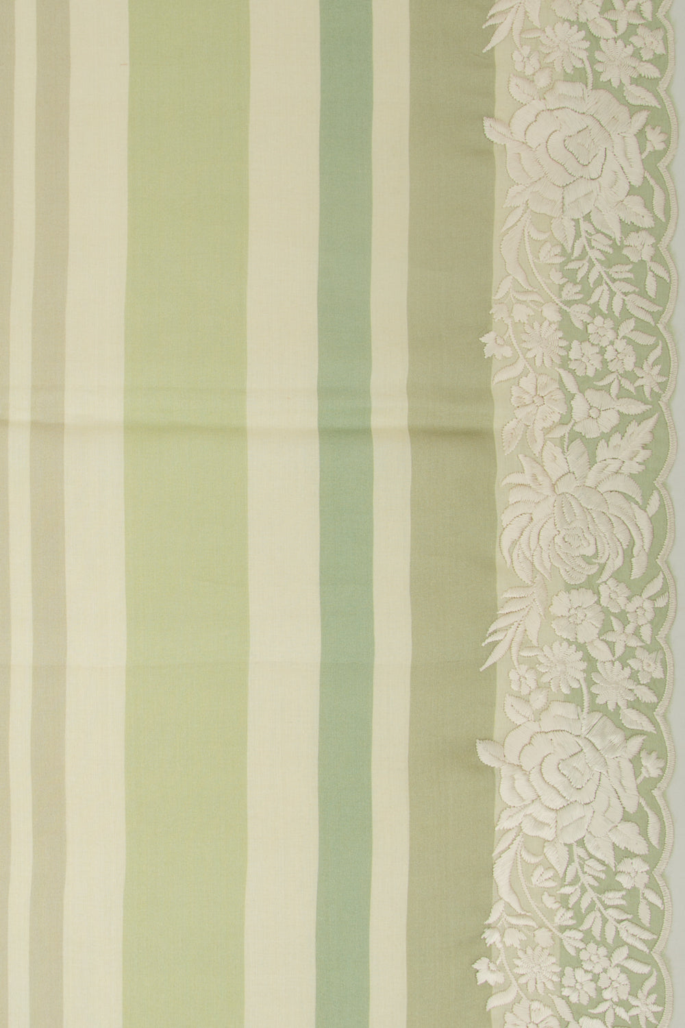 Tussar Plain Pista Green Saree With Scallop Border