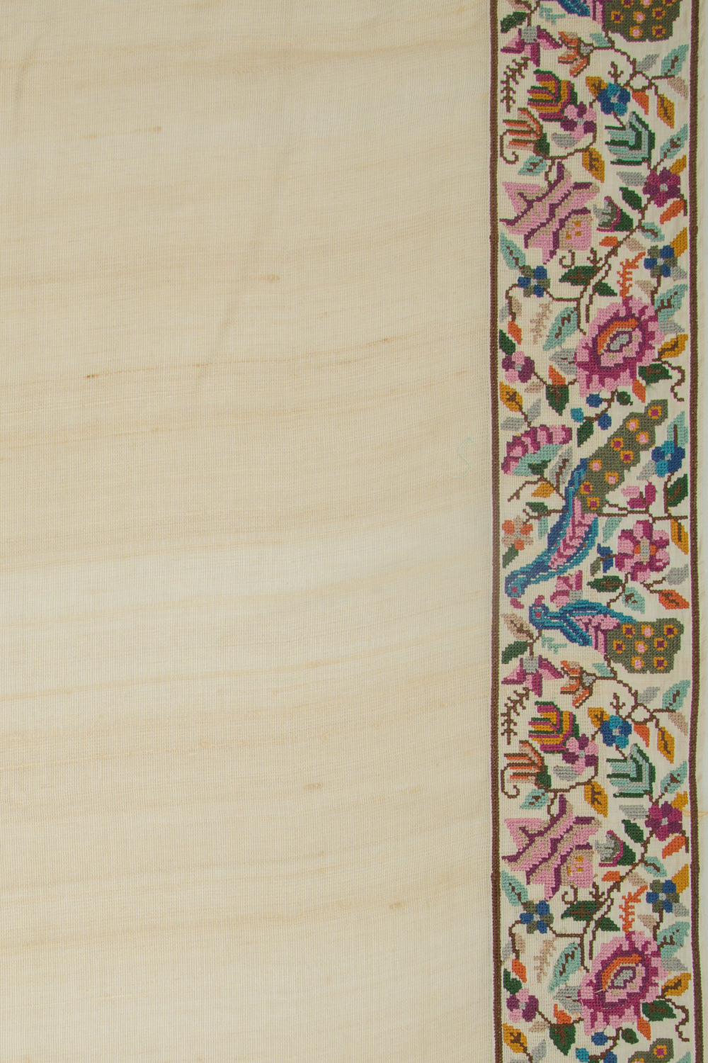 Linen Jute Plain Cream Saree