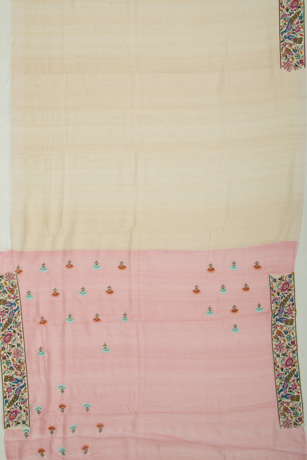 Linen Jute Plain Cream Saree