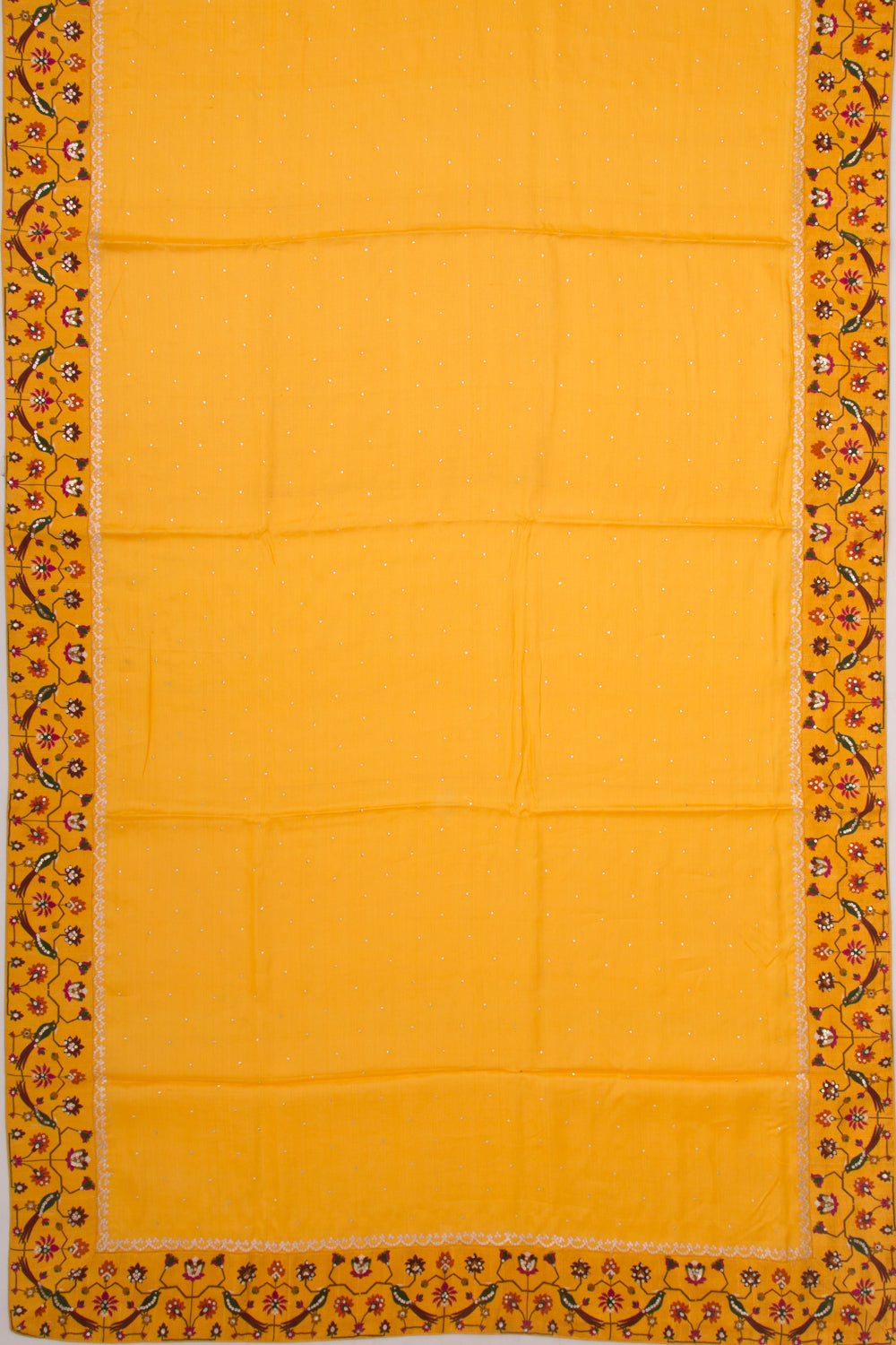 Tussar Sequin Butta Mustard Yellow Saree