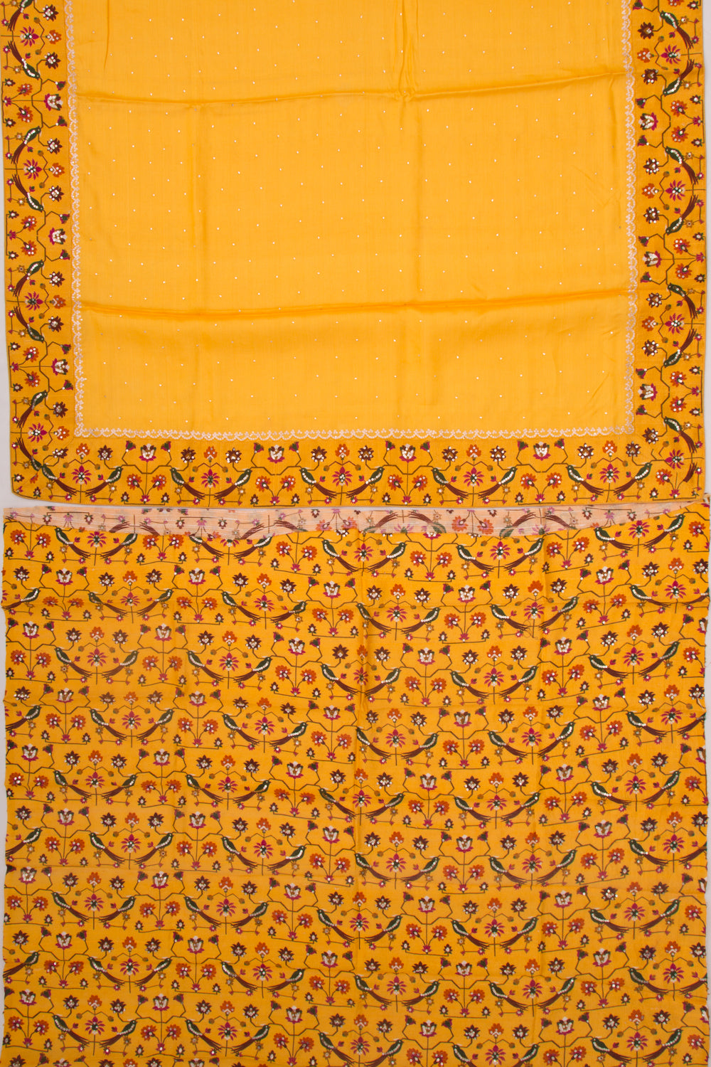Tussar Sequin Butta Mustard Yellow Saree
