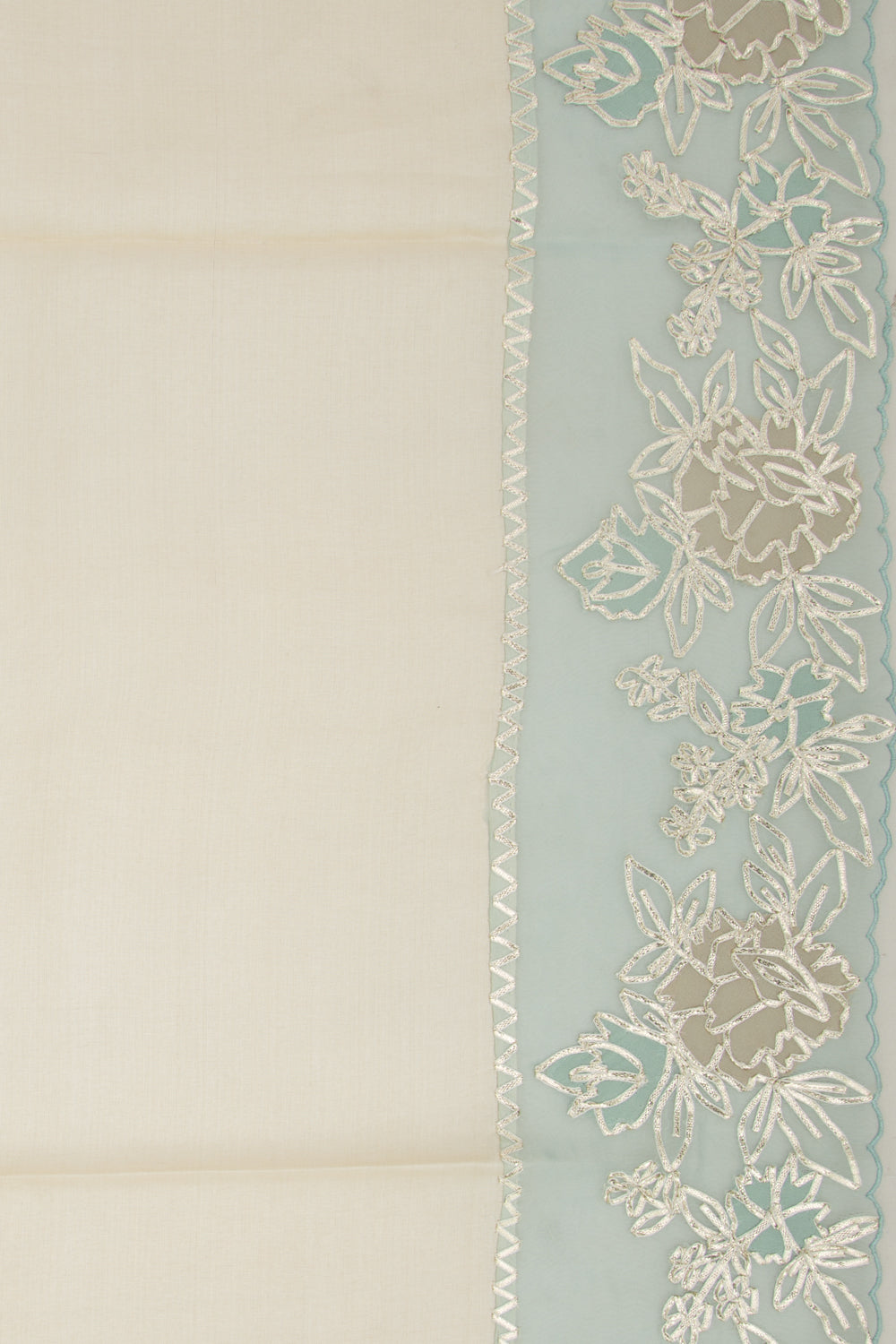 Tussar Plain Cream Saree With Organza Border