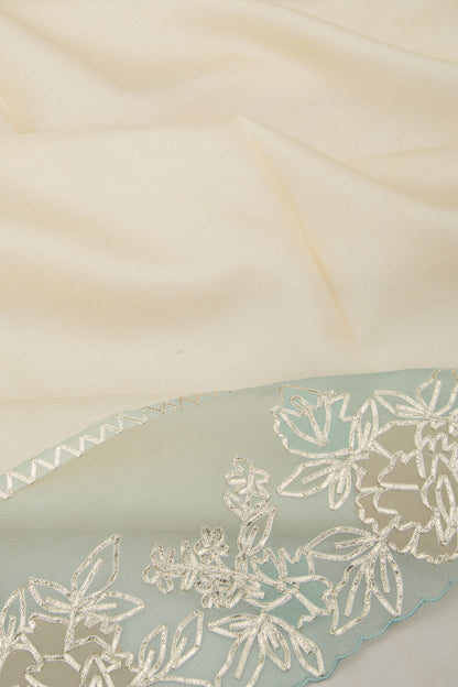 Tussar Plain Cream Saree With Organza Border