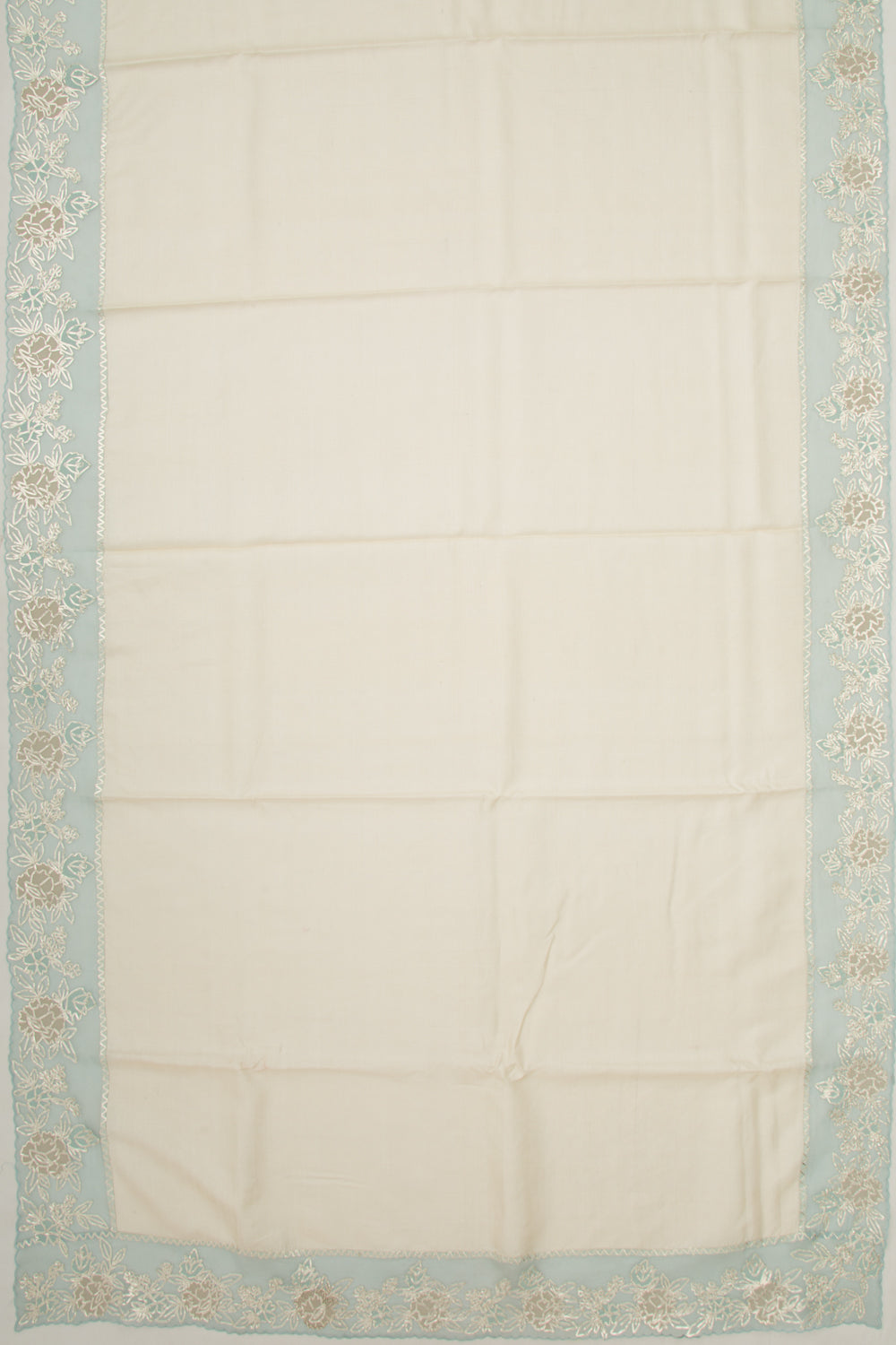 Tussar Plain Cream Saree With Organza Border