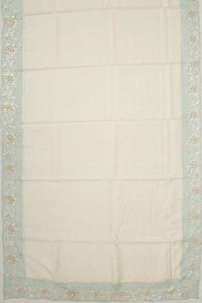 Tussar Plain Cream Saree With Organza Border