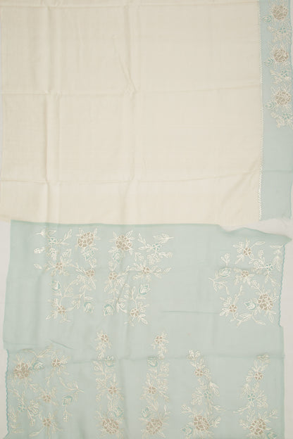 Tussar Plain Cream Saree With Organza Border