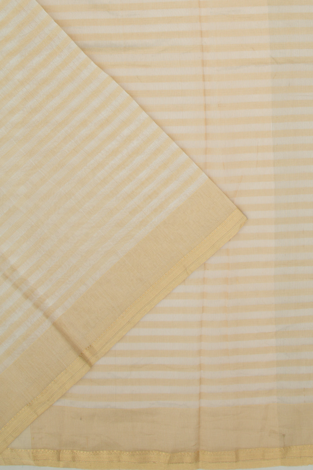 Chanderi Silk Horizontal Lines Cream Saree