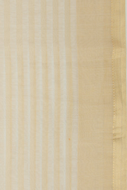 Chanderi Silk Horizontal Lines Cream Saree