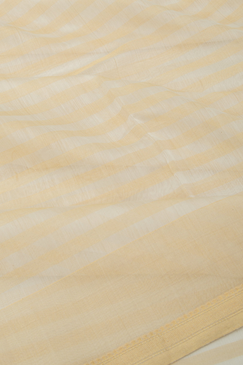 Chanderi Silk Horizontal Lines Cream Saree