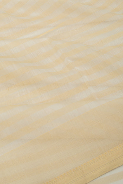 Chanderi Silk Horizontal Lines Cream Saree