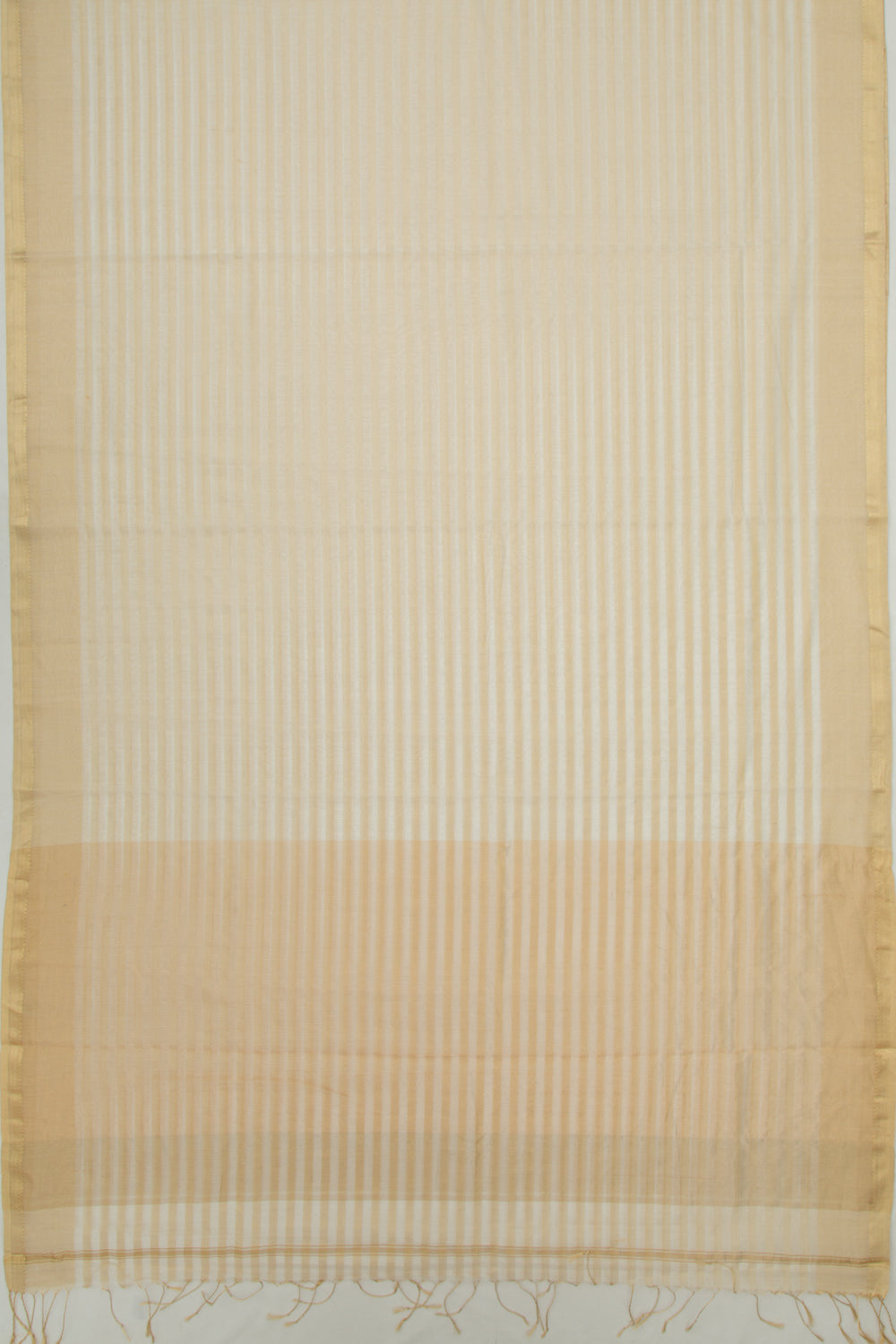 Chanderi Silk Horizontal Lines Cream Saree