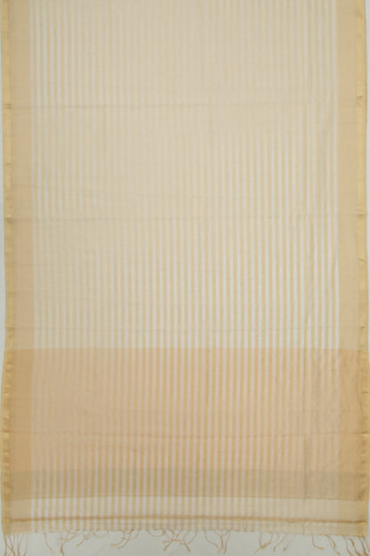 Chanderi Silk Horizontal Lines Cream Saree