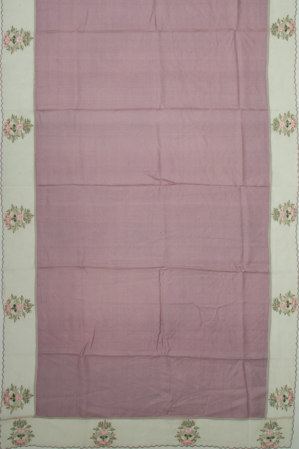 Tussar Plain Lavender Saree With Organza Scallop Border