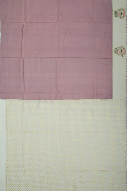 Tussar Plain Lavender Saree With Organza Scallop Border