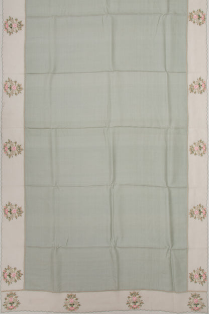 Tussar Plain Blue Saree With Organza Border
