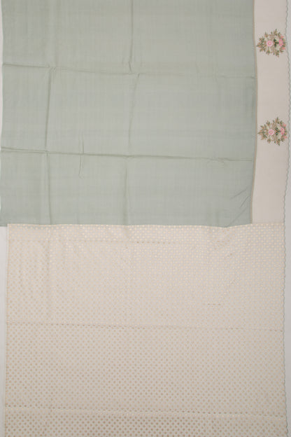 Tussar Plain Blue Saree With Organza Border