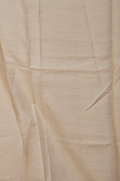 Tussar Floral Printed Cream Saree With Embroidery Border