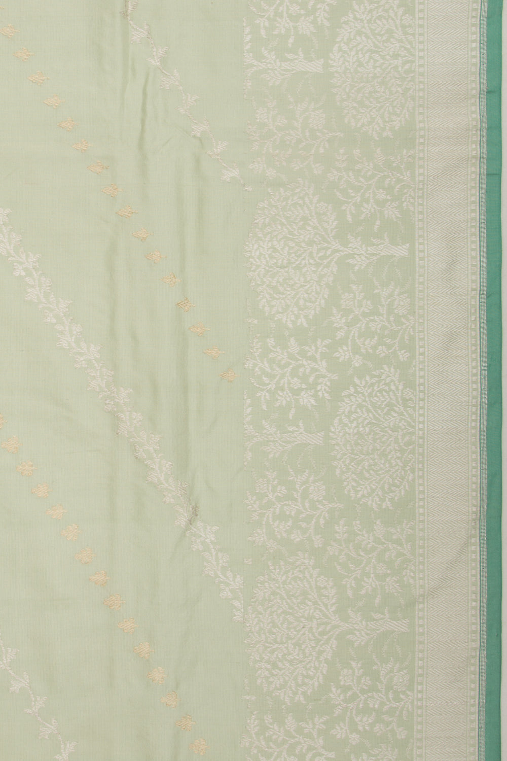Banarasi Silk Jaal Pista Green Saree