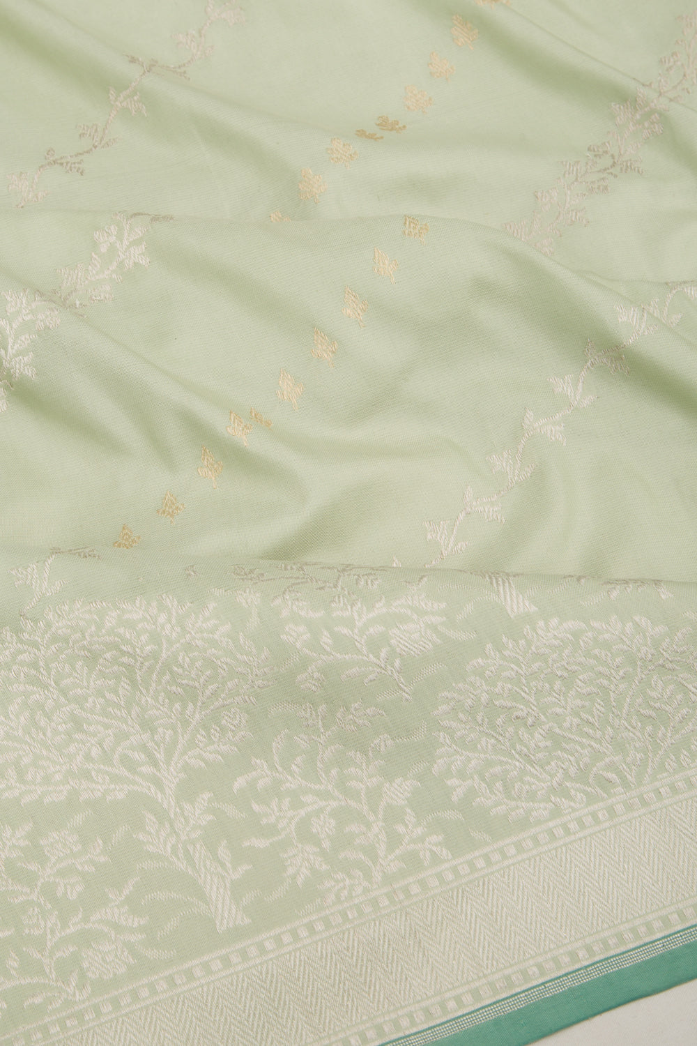 Banarasi Silk Jaal Pista Green Saree