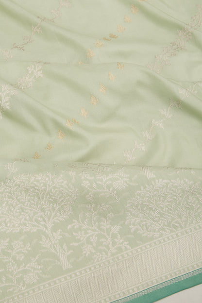 Banarasi Silk Jaal Pista Green Saree
