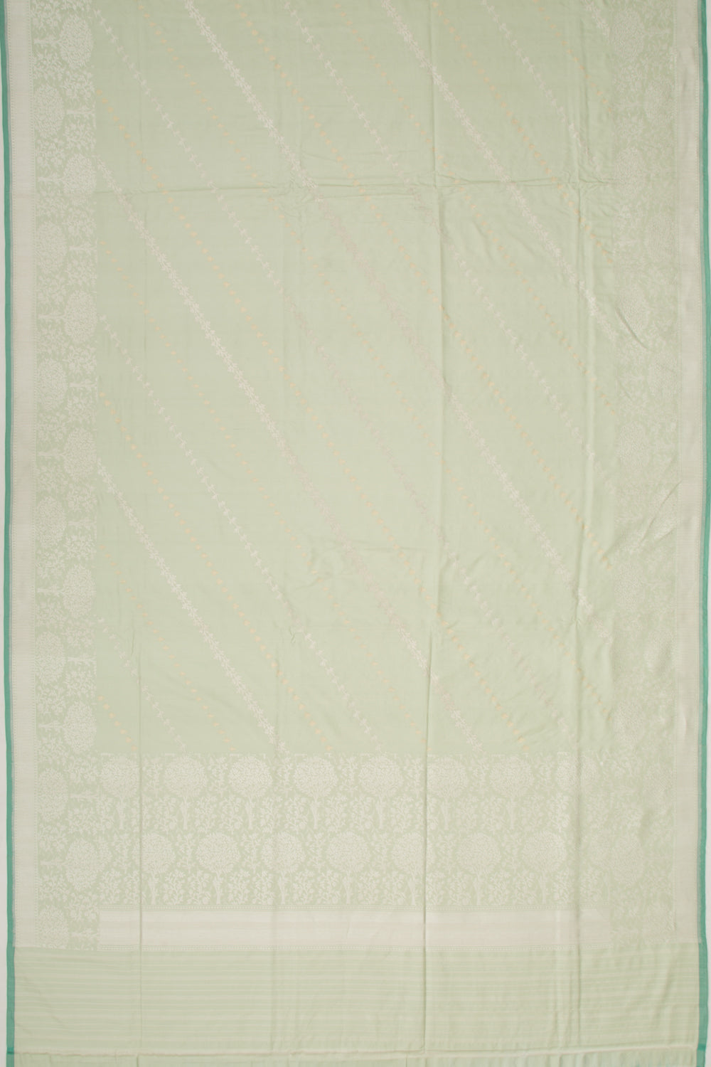 Banarasi Silk Jaal Pista Green Saree