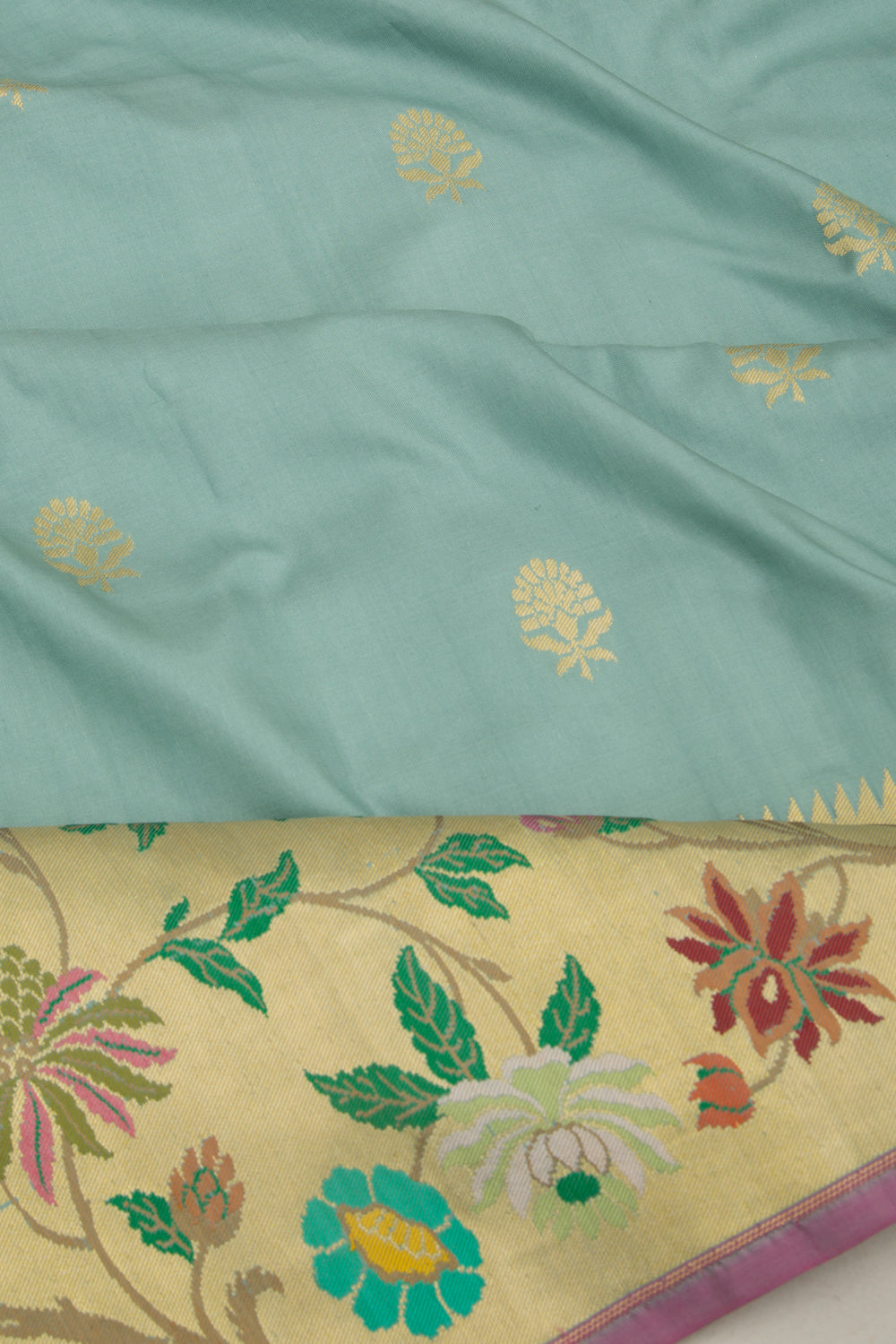 Banarasi Silk Butta Pastel Blue Saree