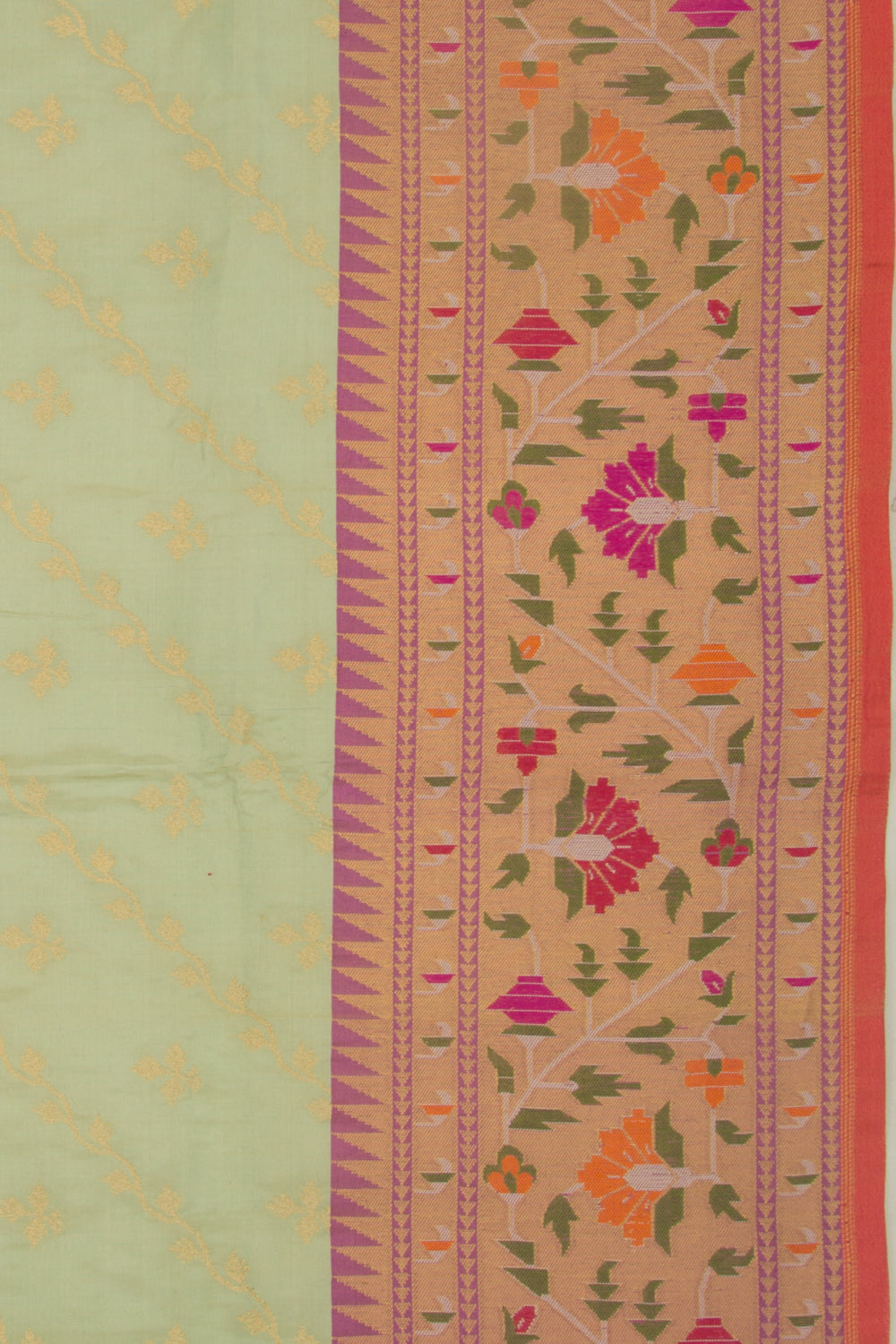 Banarasi Silk Tissue Jaal And Butta Pista Green Saree