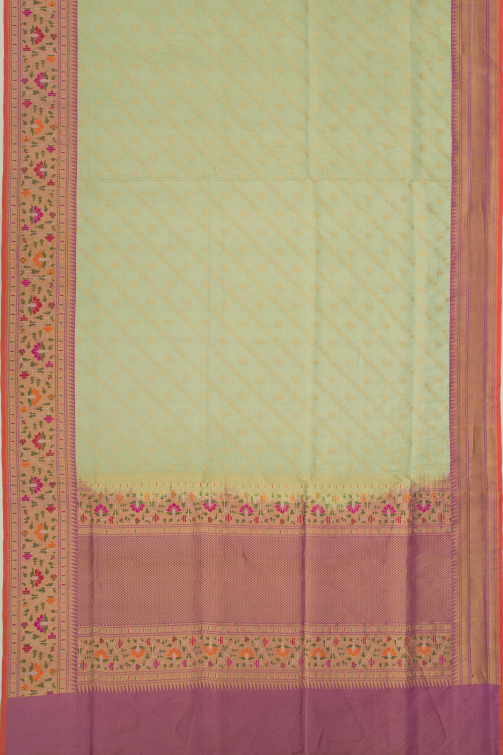 Banarasi Silk Tissue Jaal And Butta Pista Green Saree