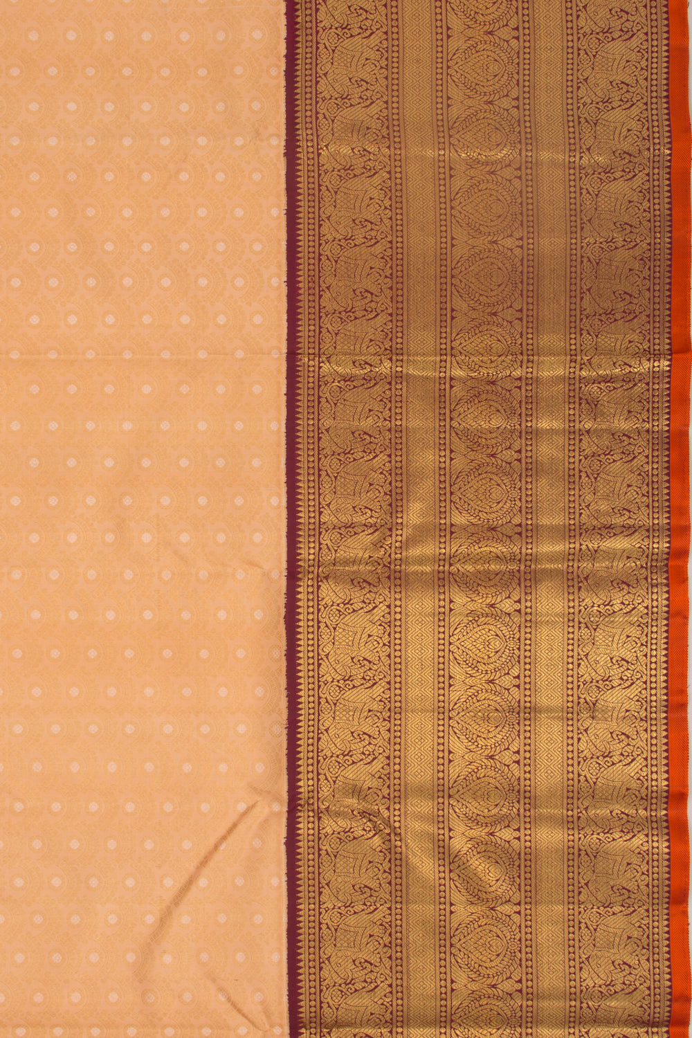 Kanchipuram Silk Brocade Pastel Orange Saree