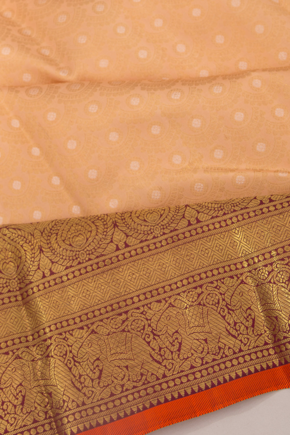 Kanchipuram Silk Brocade Pastel Orange Saree