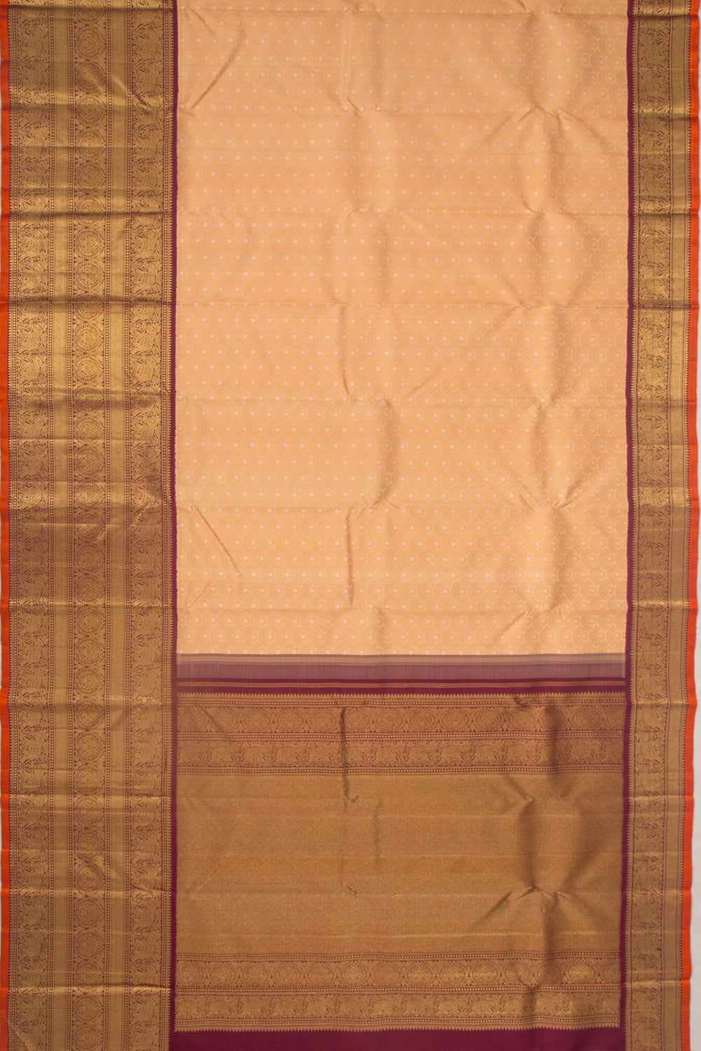 Kanchipuram Silk Brocade Pastel Orange Saree