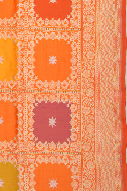 Banarasi Silk Checks Rangkat Orange Saree