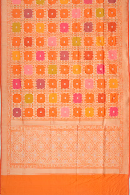 Banarasi Silk Checks Rangkat Orange Saree