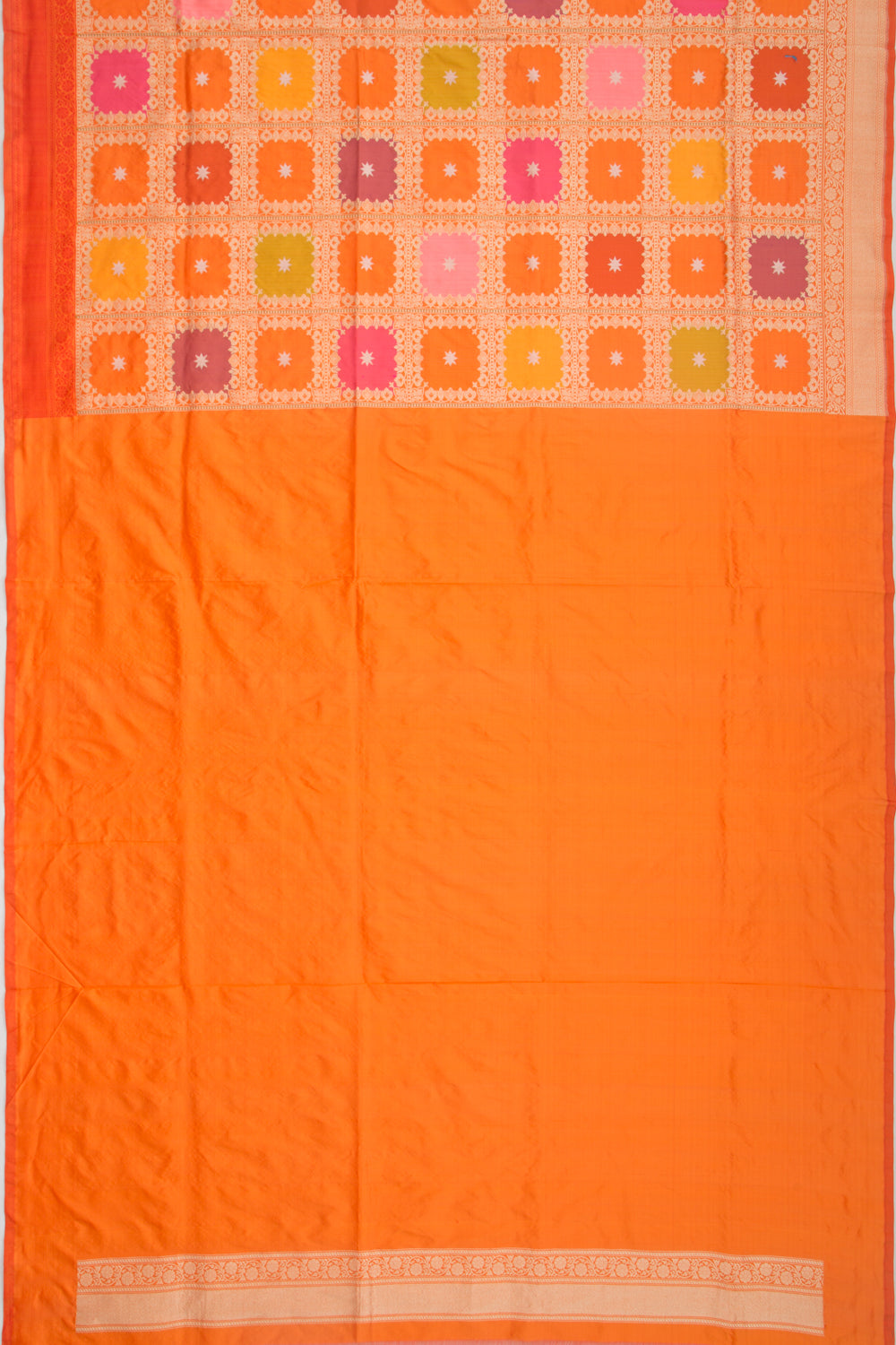Banarasi Silk Checks Rangkat Orange Saree