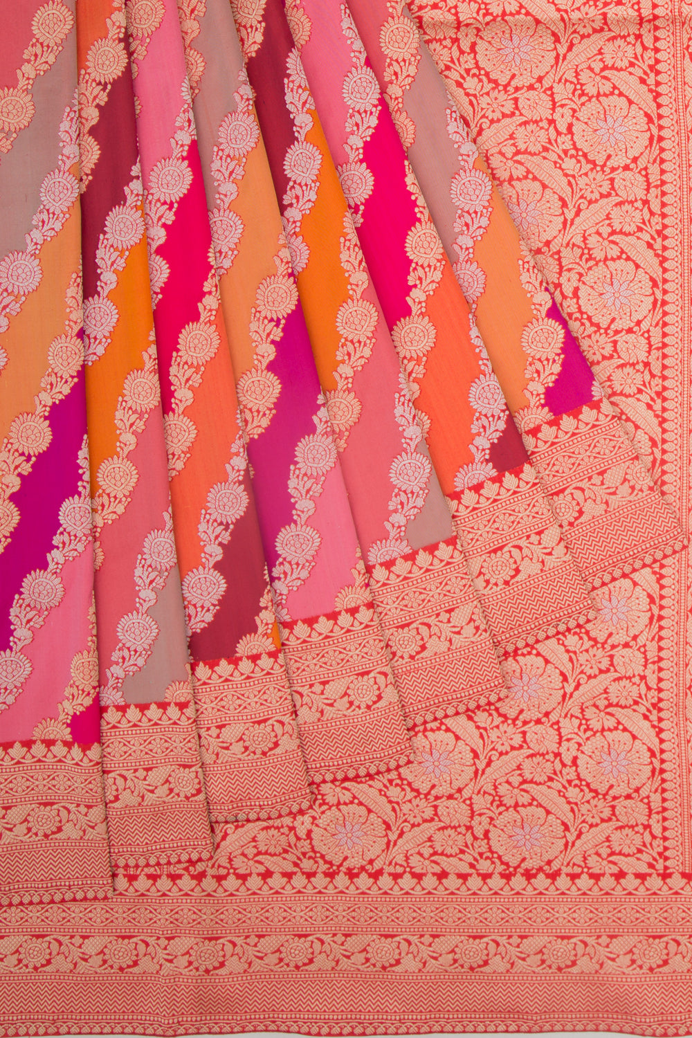 Banarasi Silk Leheriya Rangkat Red Saree