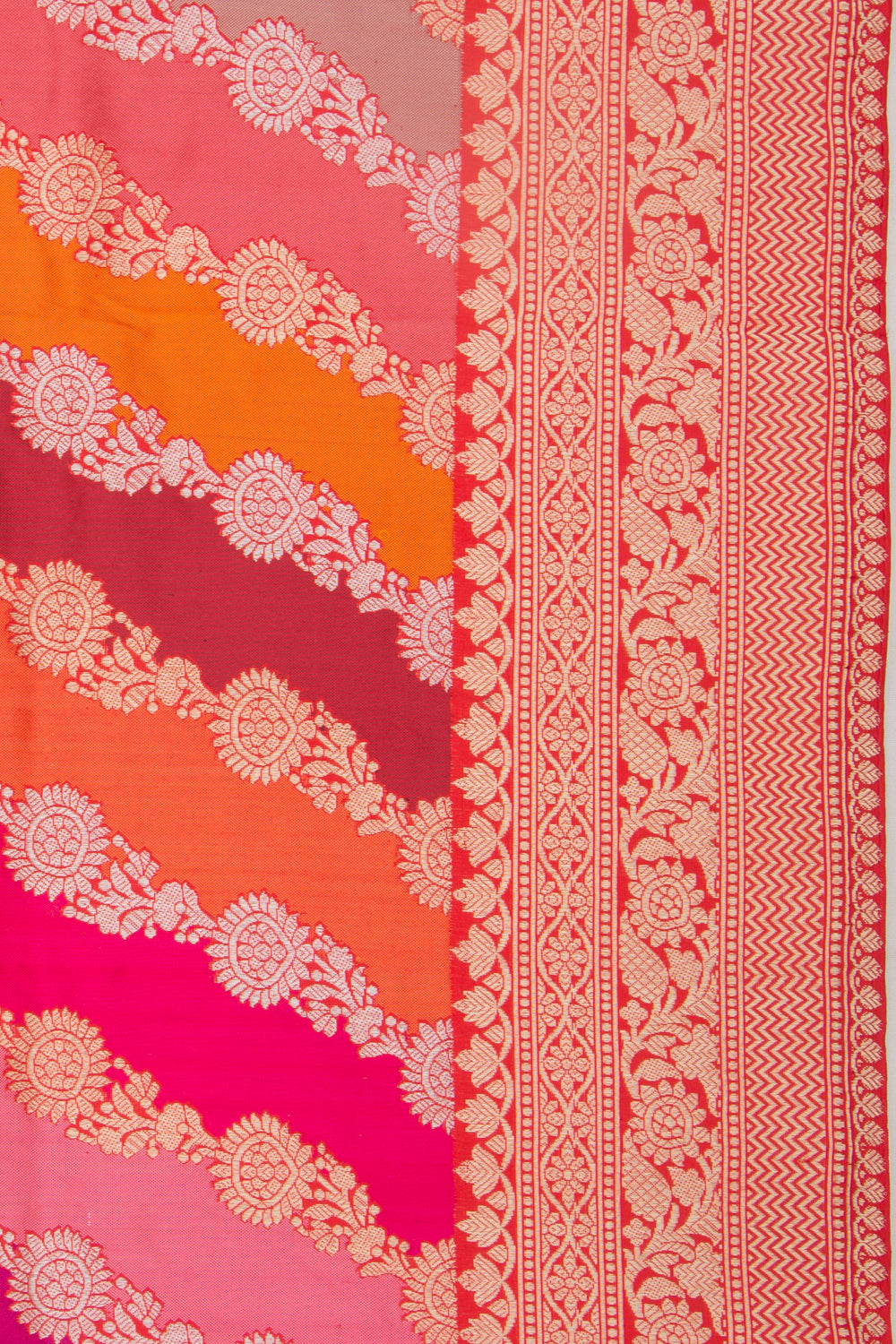 Banarasi Silk Leheriya Rangkat Red Saree