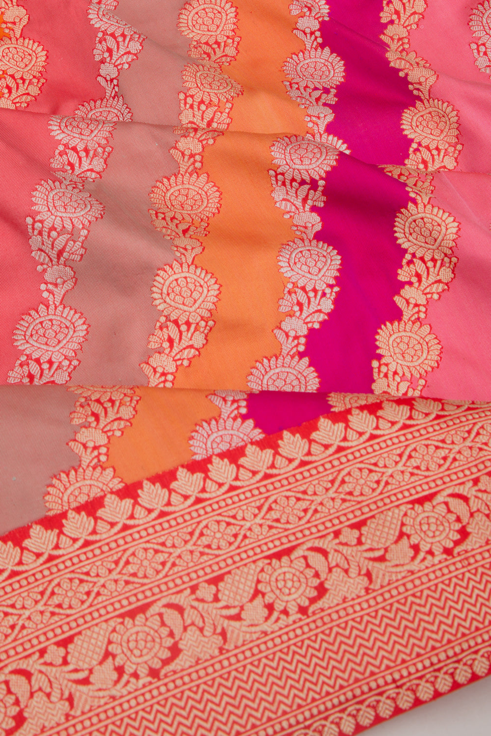 Banarasi Silk Leheriya Rangkat Red Saree