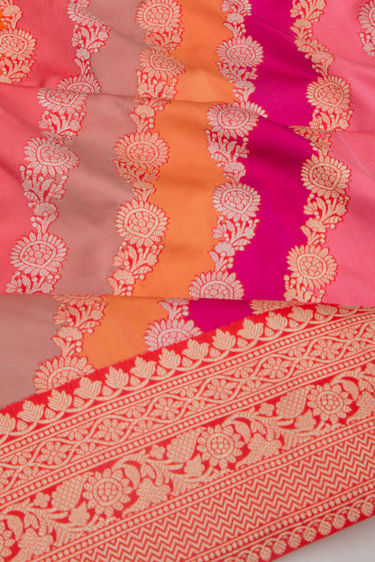 Banarasi Silk Leheriya Rangkat Red Saree