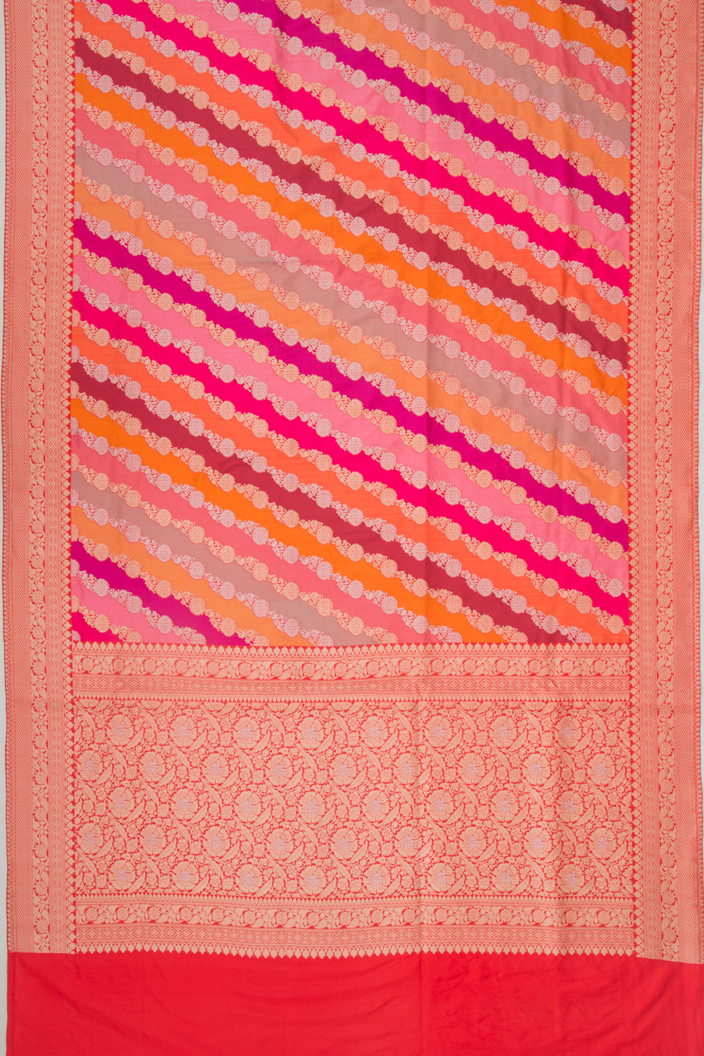 Banarasi Silk Leheriya Rangkat Red Saree