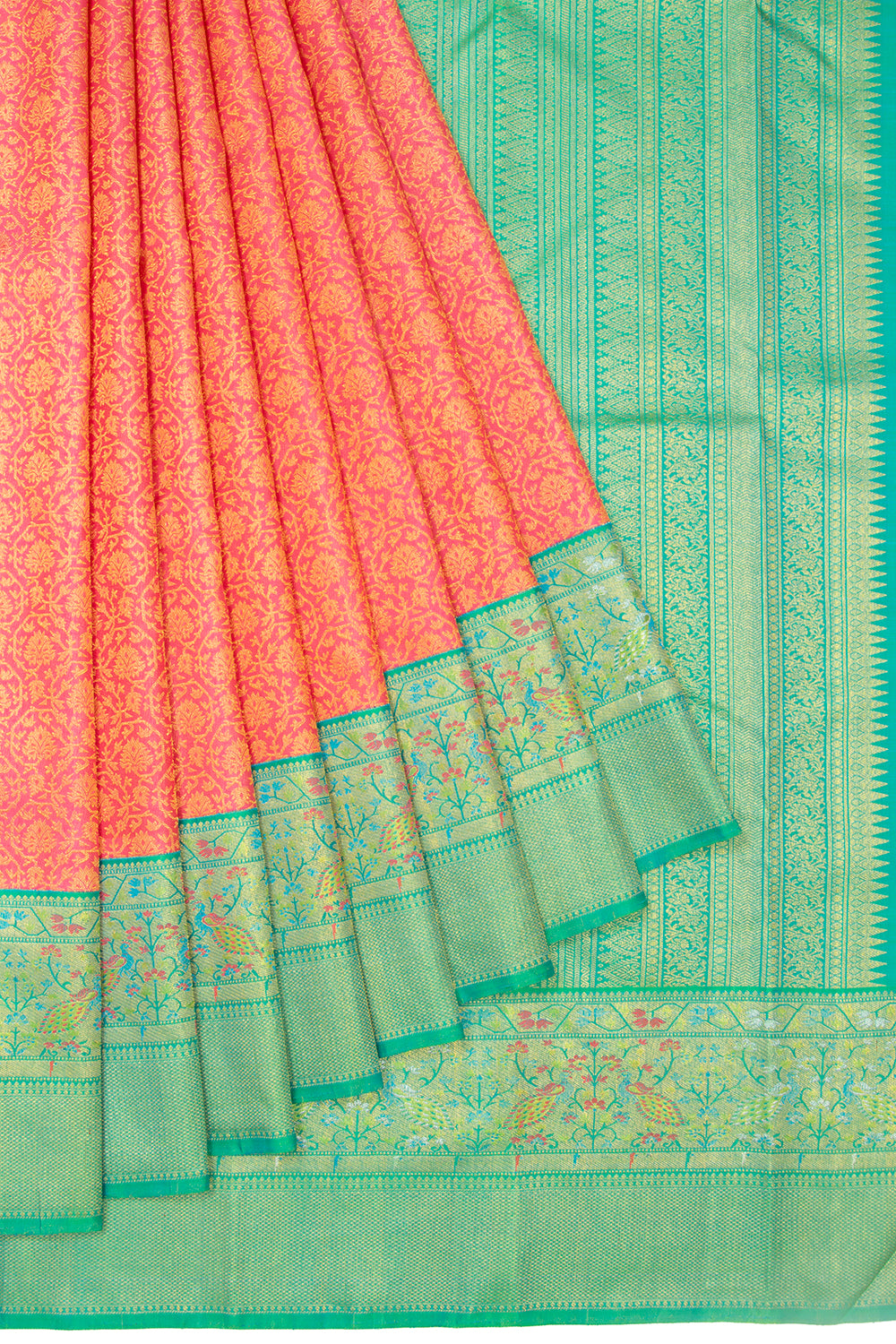 Kanchipuram Silk Brocade Pink Saree