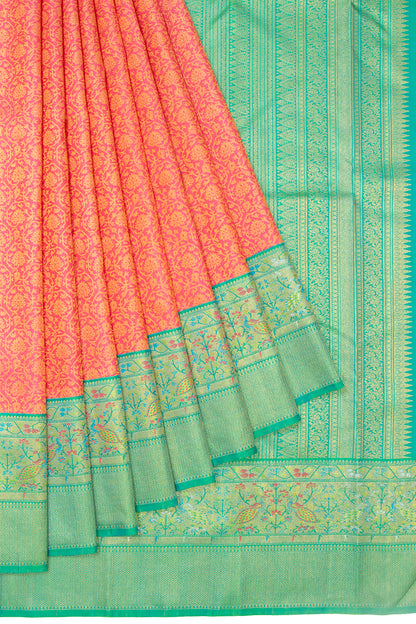 Kanchipuram Silk Brocade Pink Saree