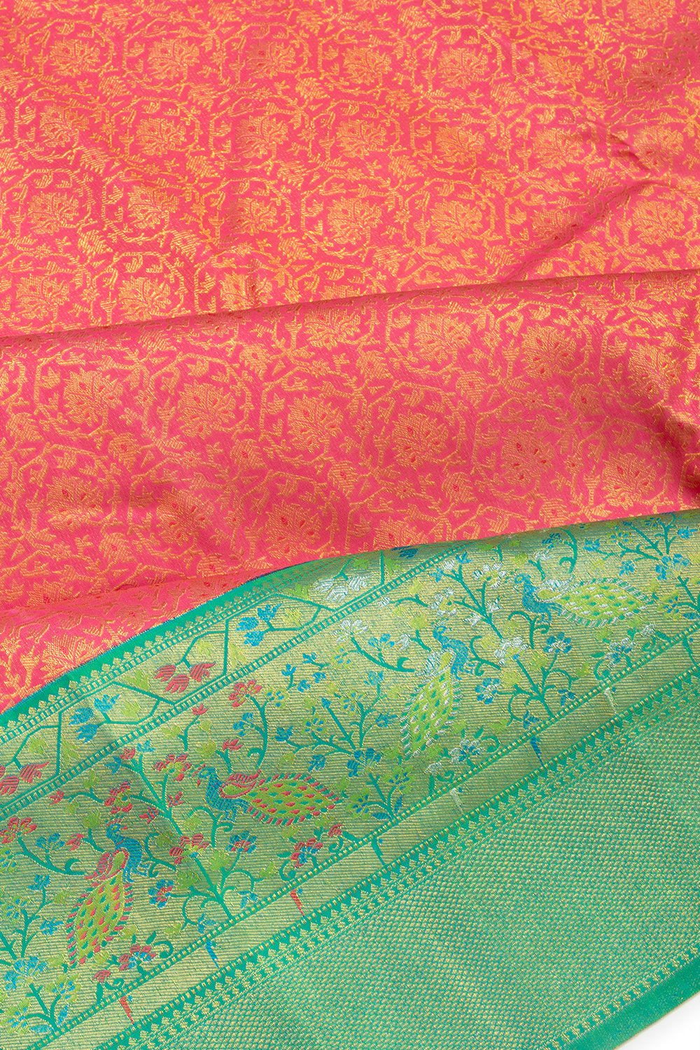Kanchipuram Silk Brocade Pink Saree